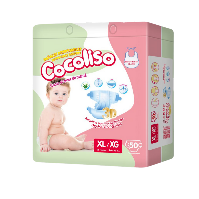 4 Pañal Desechable Para Bebé Cocoliso - Talla XL/XG - Caja De 4 Paquetes x 50 Und - Imagen 1